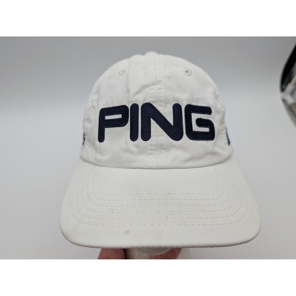 Ping G25 i25 Golf Hat White Navy Blue Adjustable Strapback Ripstop Cap